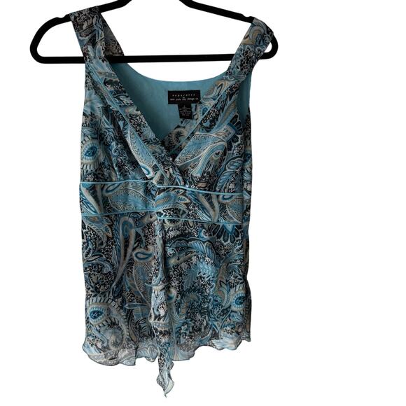 Separates Y2k Size Small Blue Hippie Boho Chiffon Fairy Paisley Top - Picture 1 of 8